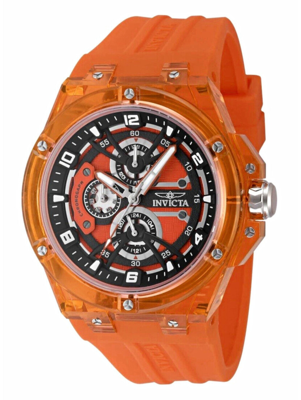 Invicta Men's Racing 46mm Vibrant Orange Watch - New!